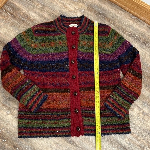 Appleseeds Women’s Size Large Crewneck Cardigan Sweater Multi Color Button Up - Picture 7 of 13